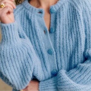 Sézane Light Blue Chunky Knit Cardigan